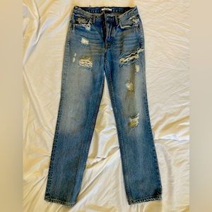 GRLFRND RIPPED DENIM STRAIGHT LEG MID/High rise